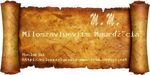 Miloszavlyevits Maurícia névjegykártya